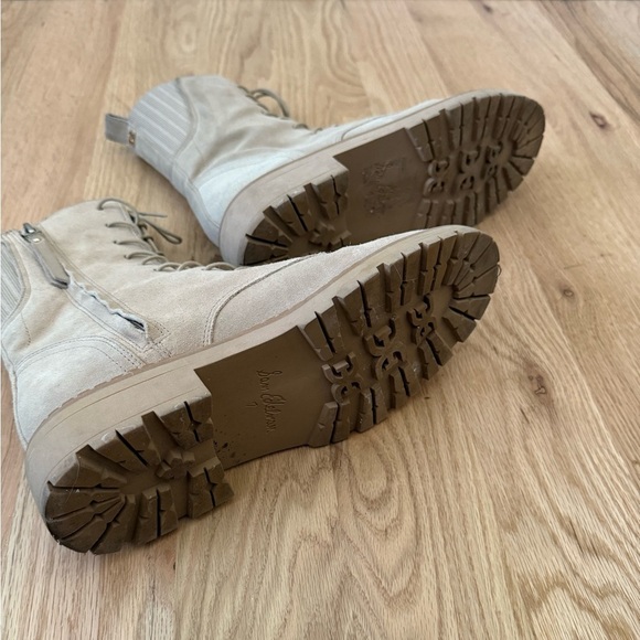 Sam Edelman Lex Combat Boots Cream Sesame Suede Leather Size 7 - Picture 9 of 13